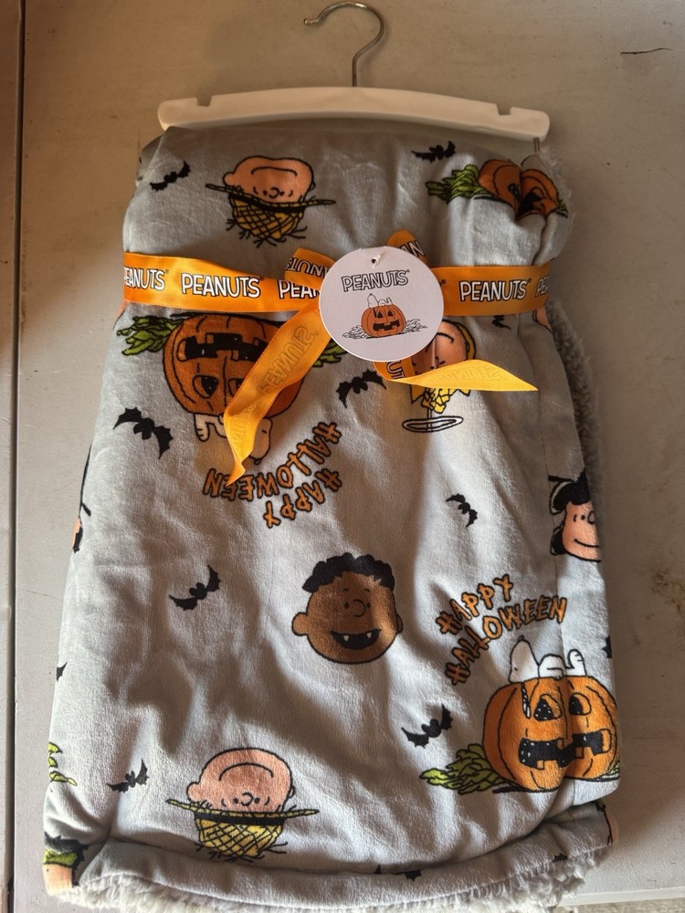 Cozy Charlie Brown Halloween Themed Throw Blanket