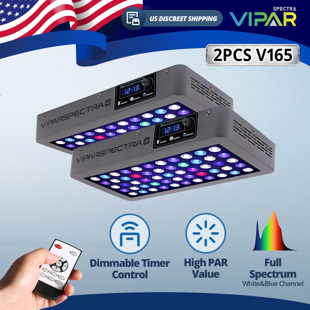 VIPARSPECTRA Timer Control 2pcs 165W LED Aquarium Light For Coral Reef Fish Tank