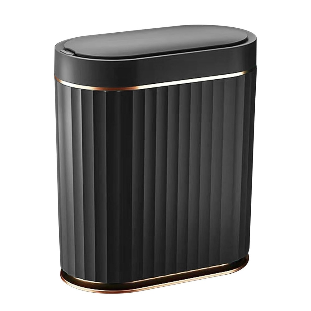 Black Bathroom Trash Can with Lid - ELPEHCO 2 Gallon Sensor Trash Bin, Automatic