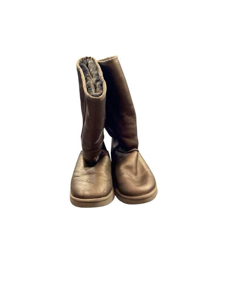 UGG AUSTRALIA 5823 CLASSIC TALL LEATHER & SHEEPSKIN BOOTS METALLIC BRONZE US 9