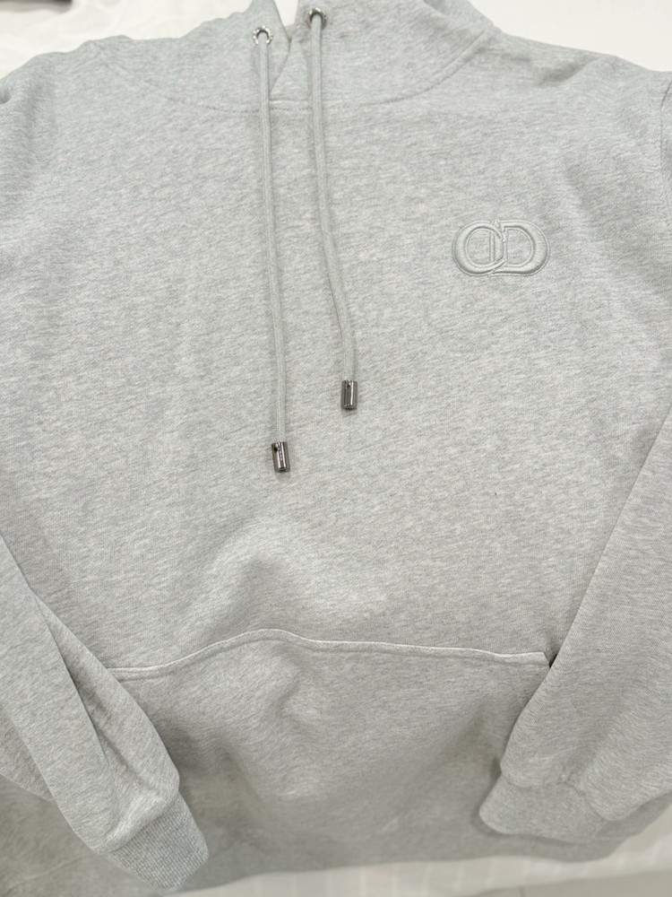 Christian Dior CD Icon Hoodie Embroidered Logo Hooded Sweatshirt L-size Gray