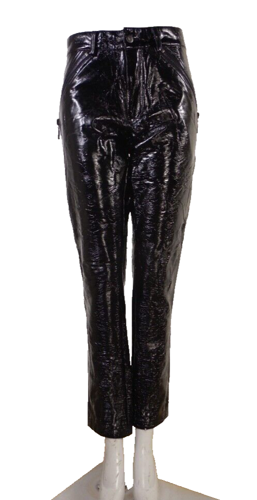 Y2K Lip Service Shiny Faux Leather PVC Vinyl Black Pants 34