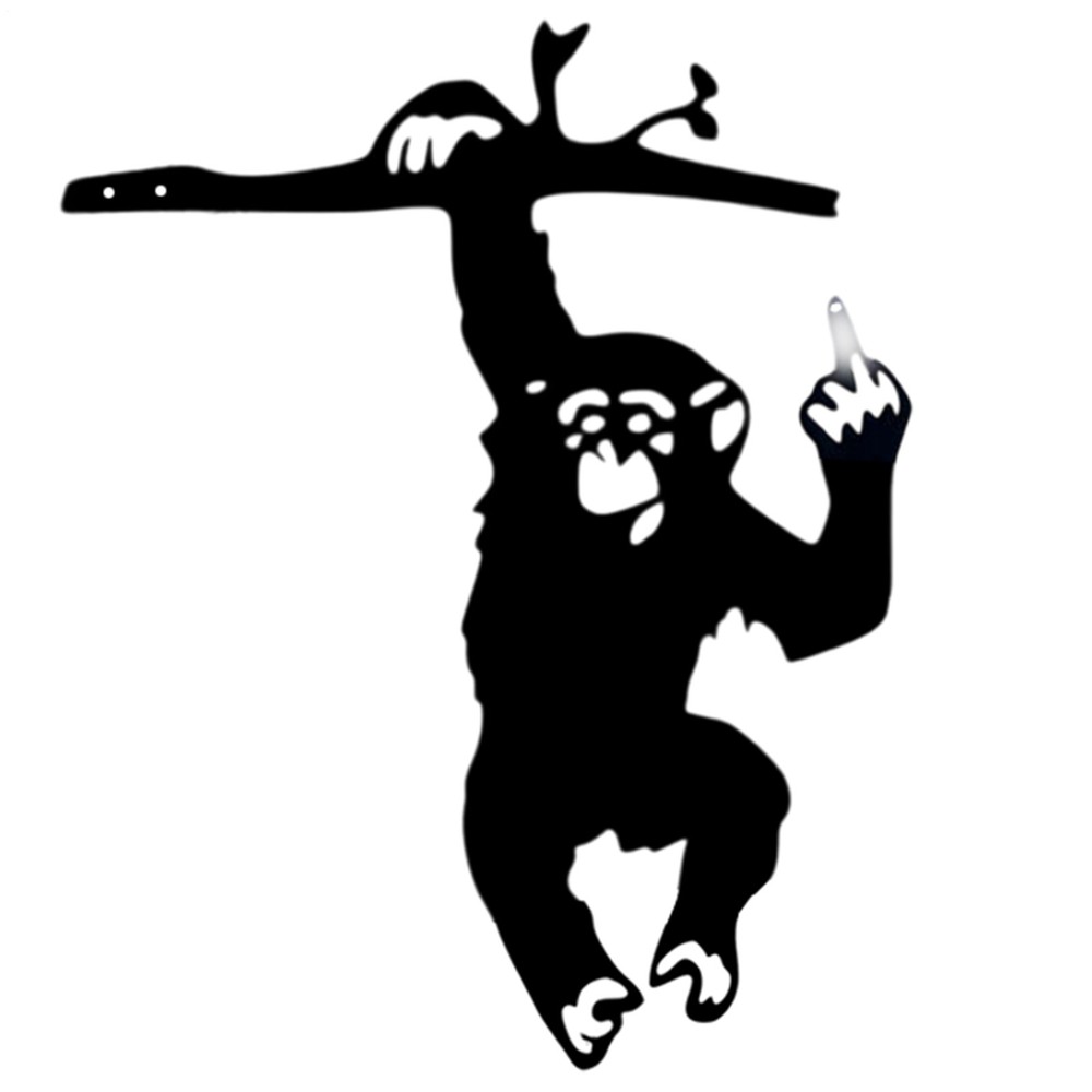 Black Metal Monkey Finger Yard Art Garden Decor Flower Ornament