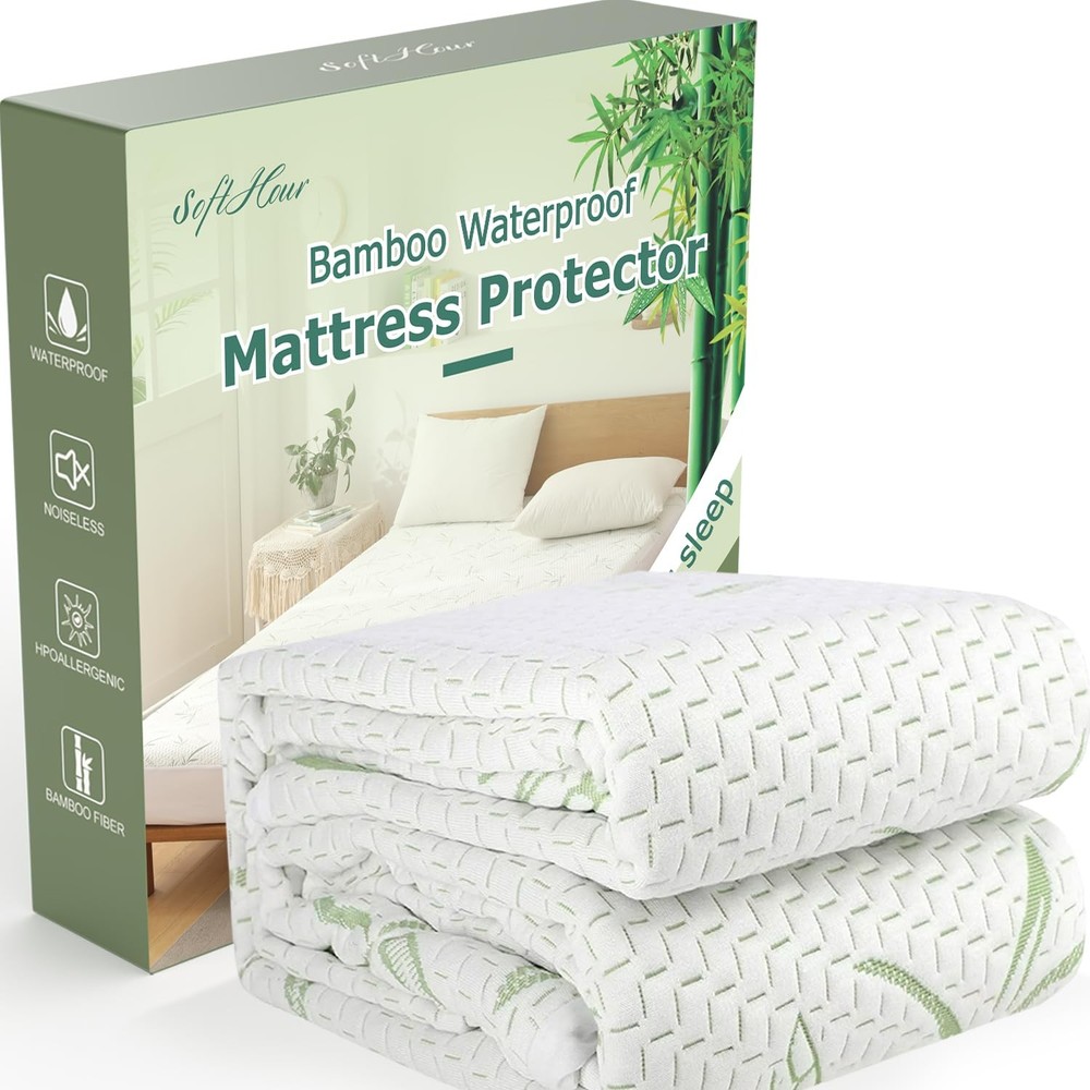 Full Size Waterproof Bamboo Rayon Mattress Protector Washable Pad-image
