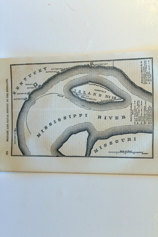 1866 Authentic Antique Civil War Map - Mississippi River Batteries