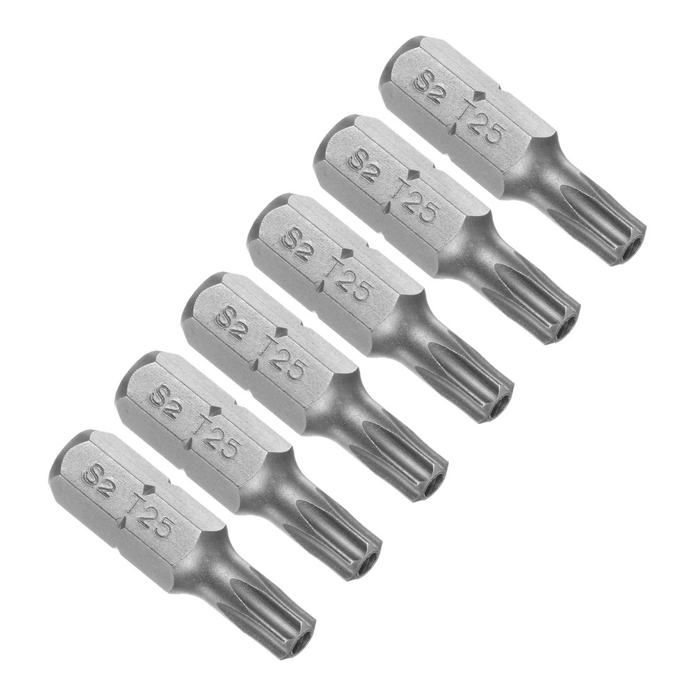 6-Piece T25 Magnetic Torx Screwdriver Bits 1/4 Hex Shank