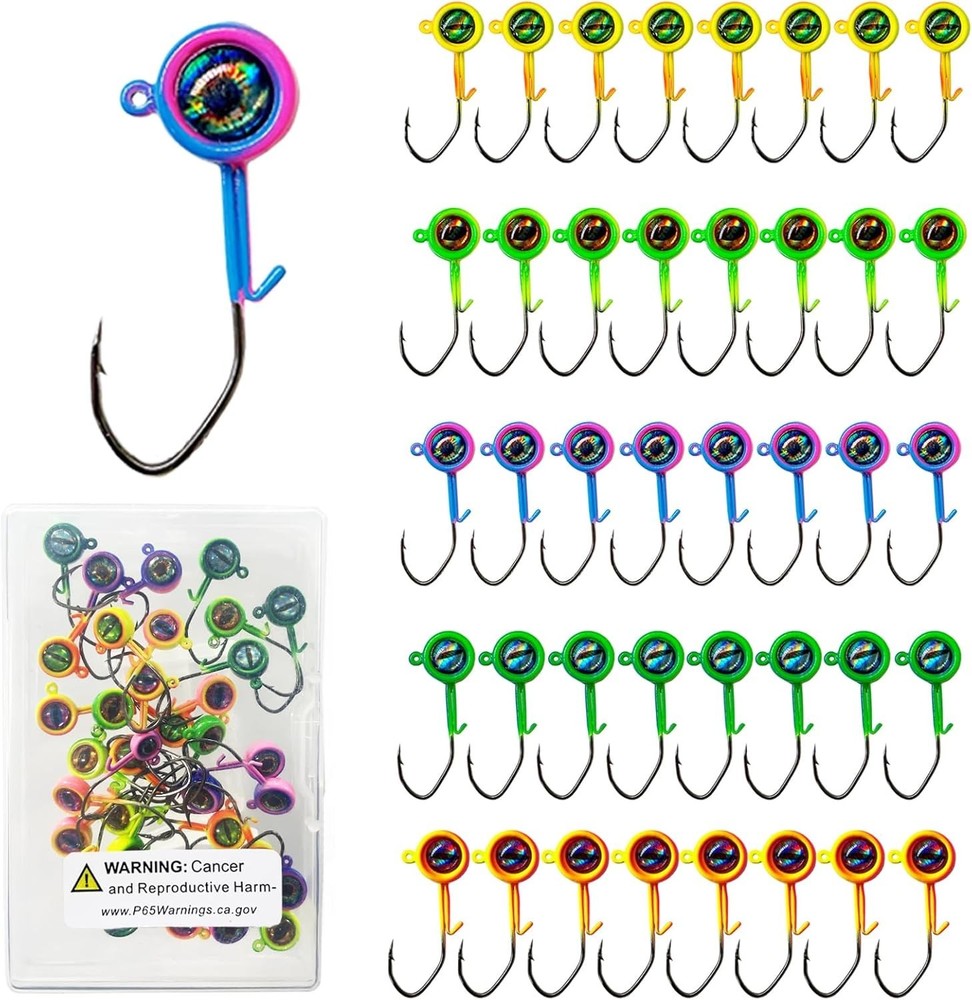 Crappie Jig Heads, 40packs Fishing Jig Heads Hooks Swimbait Jig Head 1/16oz F...