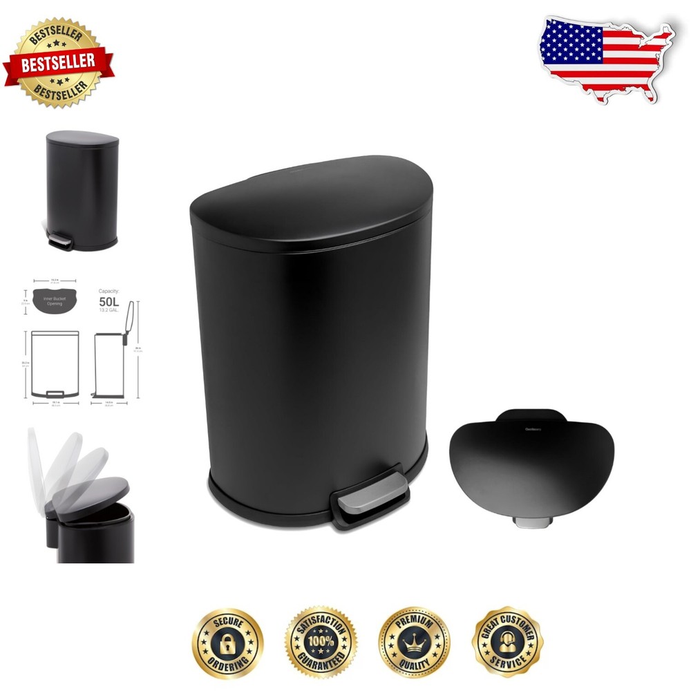 Versatile 50L Stainless Steel Trash Can - Perfect for Home, Office & Outdoor Use