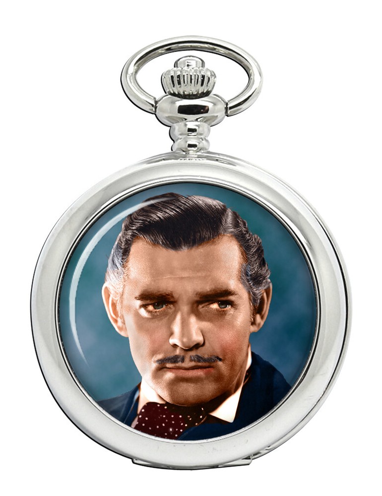 Vintage Clark Gable Inspired Pocket Watch with Chain
