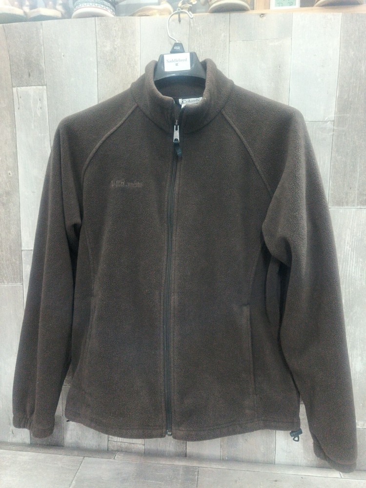 Columbia Jacket Fleece Mens Large Brown Outdoors Full Zip Fishing Hiking Casual