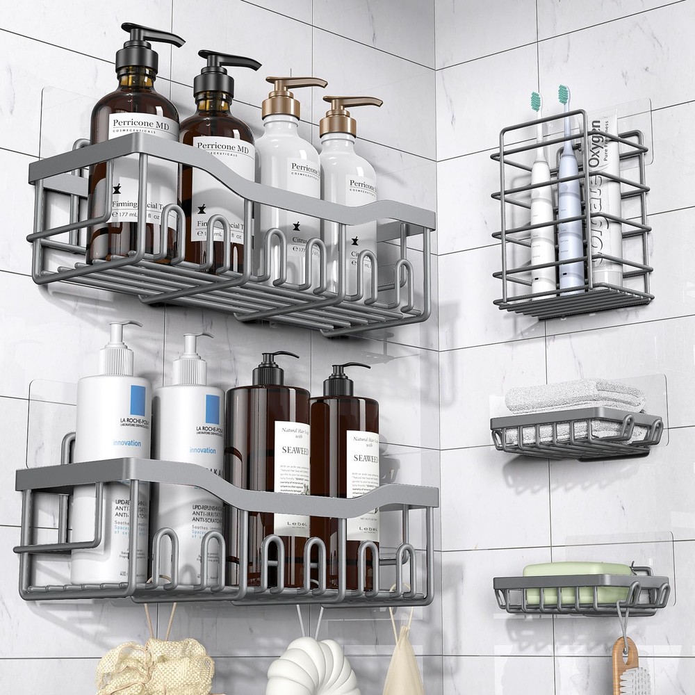 Shower Caddy 5 Pack,Adhesive Shower Organizer for Bathroom Storage&Home Decor...
