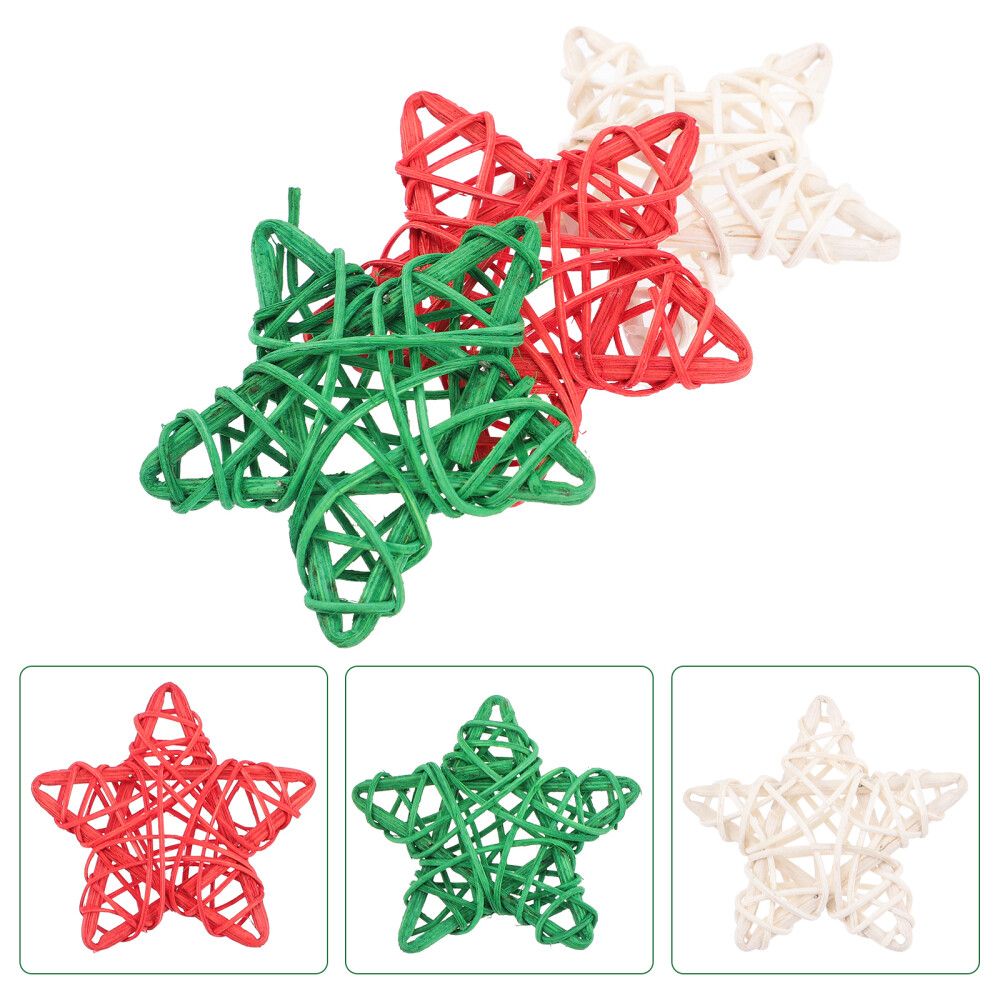 18 Pcs Rattan Star Christmas Pentagram Memorable Party Decoration Shaped Balls