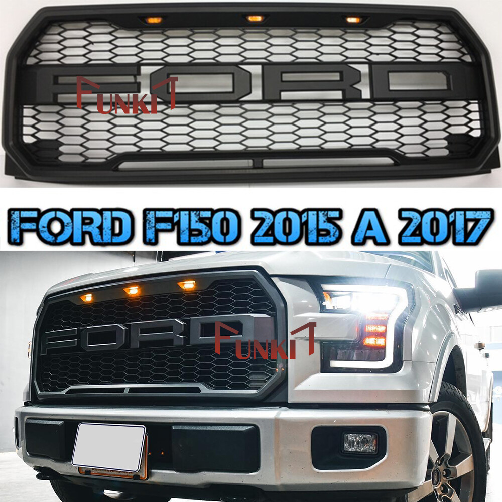 Grill for 2015 2016 2017 FORD F150 Raptor Style Front Grille Mesh w/ LED Letters