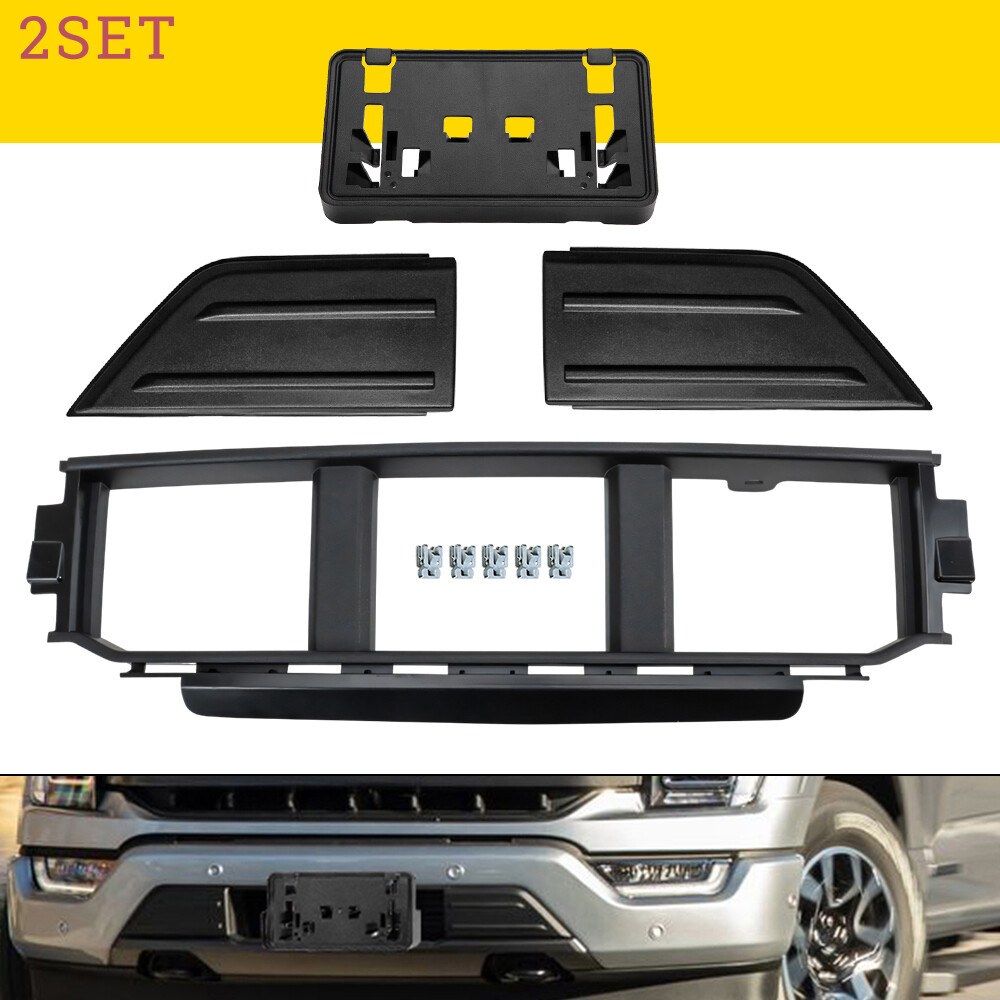 2pc Front Bumper Cover & License Plate Bracket Kit for 2021-2023 Ford F150