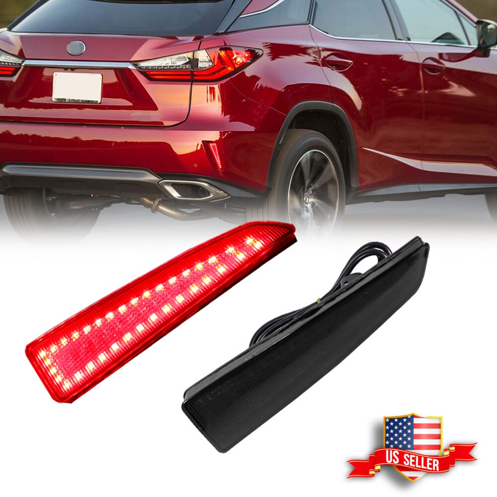 Smoked LED Tail Brake Lights for 16-20 Lexus RX350 RX450h Rear Bumper Reflectors