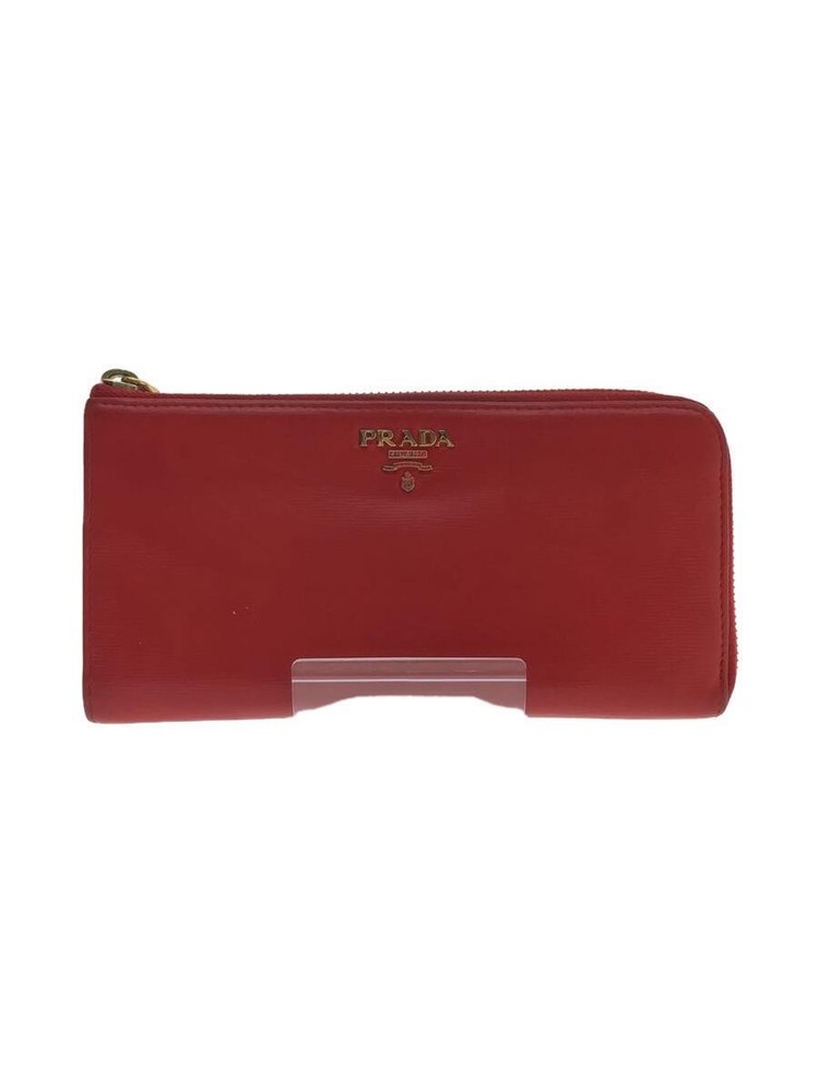 PRADA Long Wallet Leather RED Women