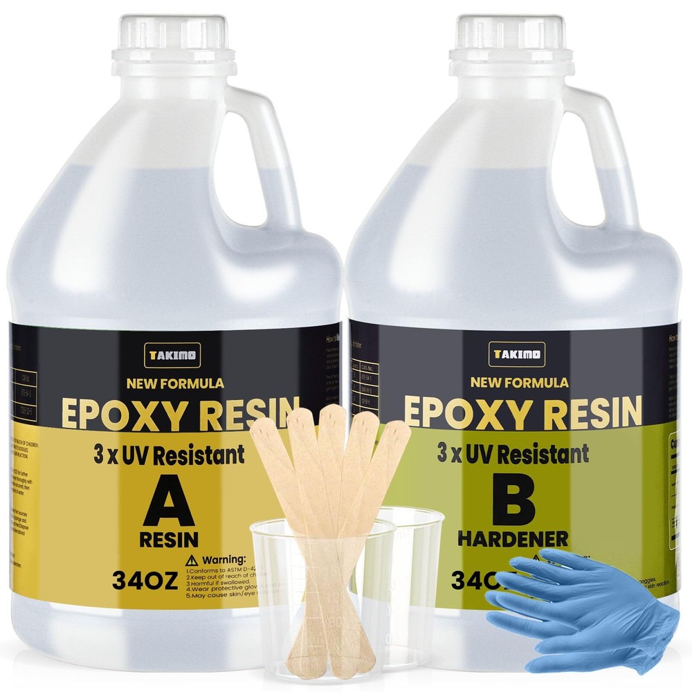 68OZ Crystal Clear UV Resistant Epoxy Resin Kit Bubble-Free for Crafts