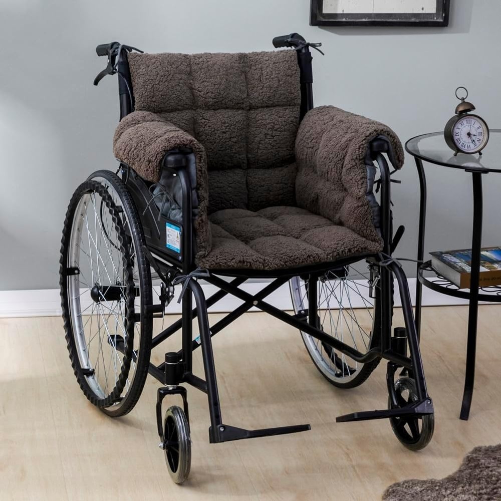 STONECREST Wheelchair Cushions, Supports Coccyx & Back, Sherpa Cover, Stay in Pl