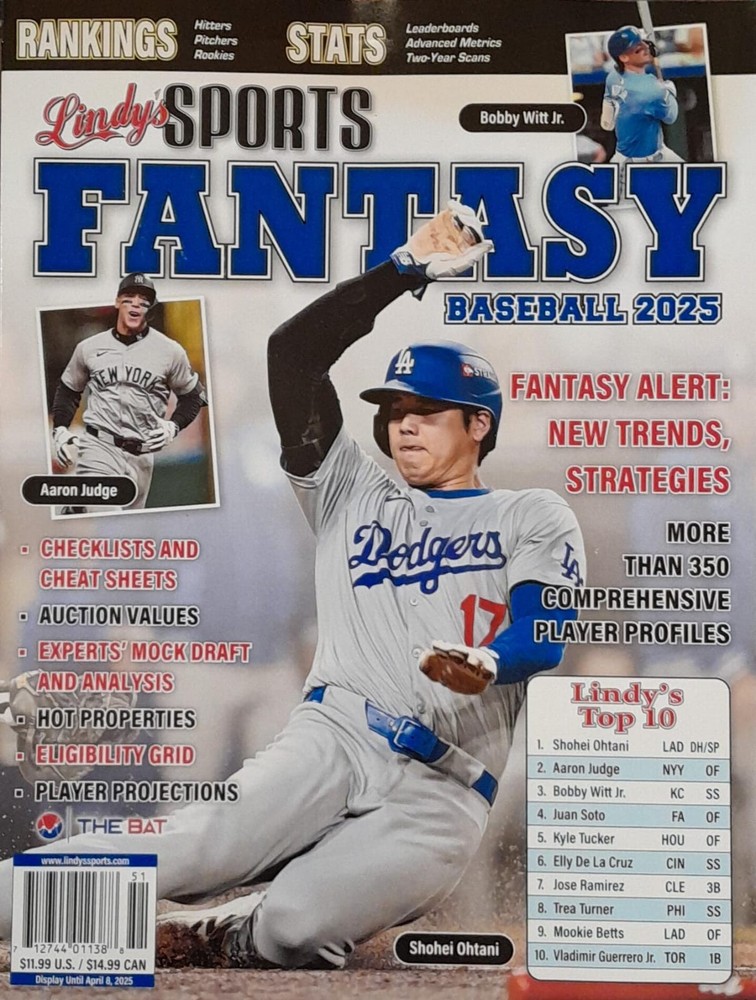 LINDYS 2025 Fantasy Baseball Magazine Free Shipping Included
