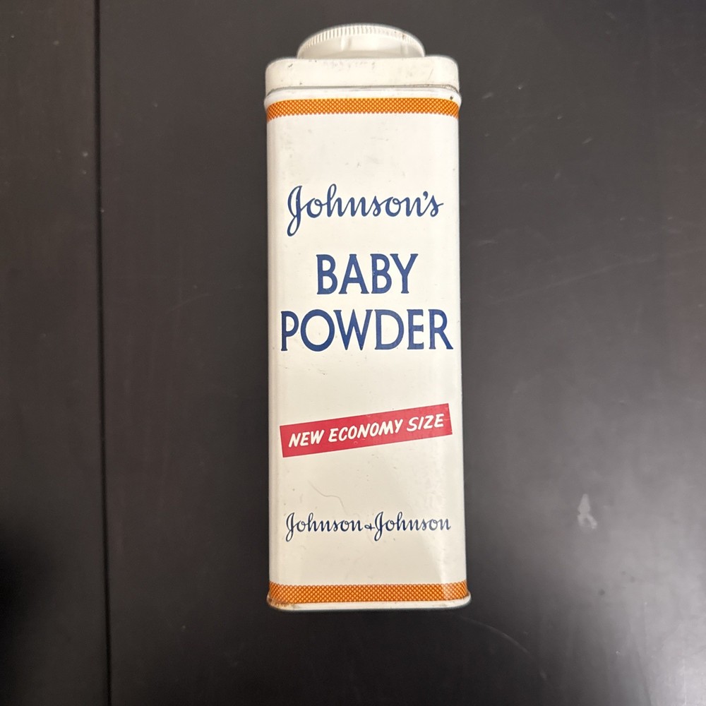 Vintage Johnson Baby Powder Empty 12.5 Oz Tin Can With Rust Economy Size