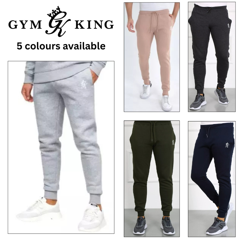 Gym King Basis Designer Sweatpants Jogging Bottoms Slim Fit Mens Joggers New