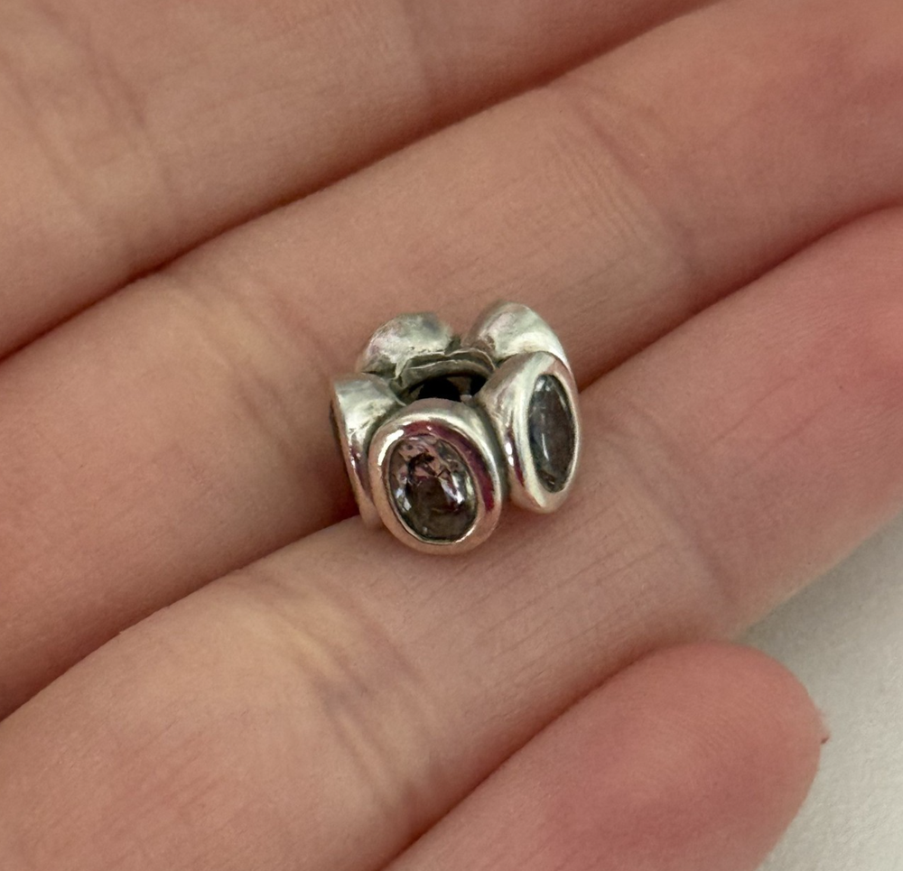 Pandora 925 Sterling Silver Oval Lights CZ Retired Bead Charm
