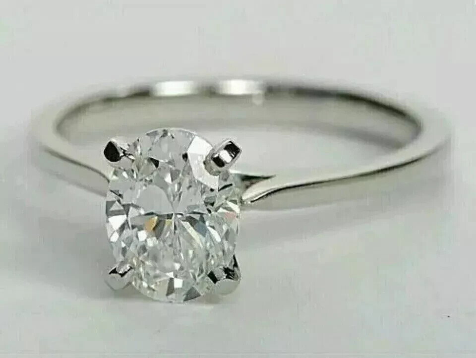 1.50CT Oval Lab Diamond Solitaire Ring in 14K White Gold