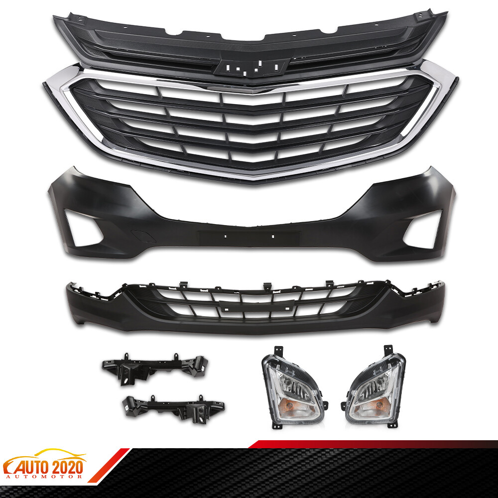 Front Bumper Cover Grill Grille Fog Lights Brackets Fit For Chevy Equinox 18-21
