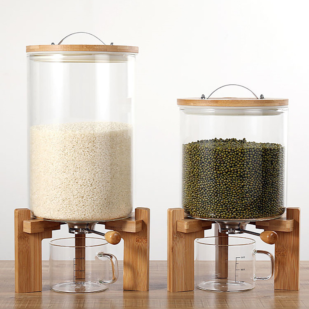 Cereal Storage Dispenser Rice/Grain Dry Food Glass Container 5L/7.5L With Valve