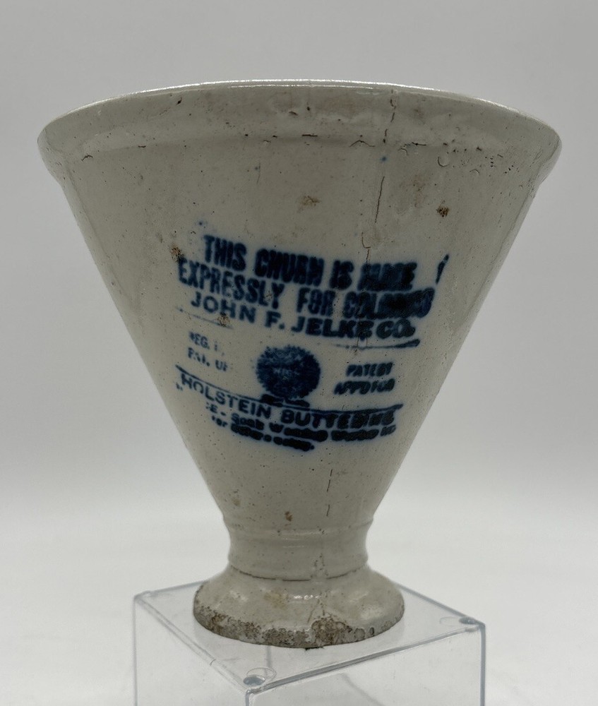 John F Jelke Co Holstein Butterine stoneware handled scoop Dairy Cows RARE