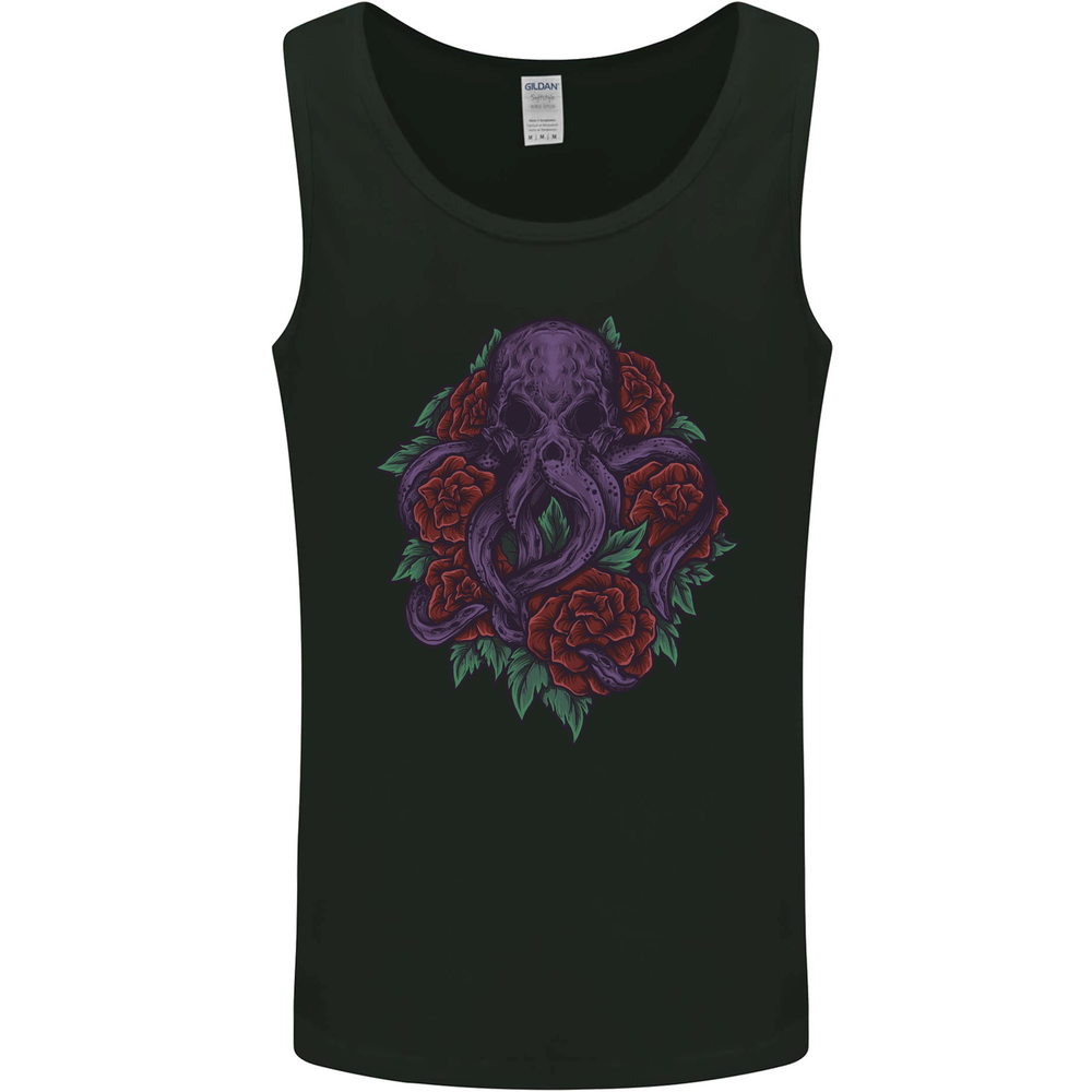 Octopus Skull Cthulhu Kraken With Roses Mens Vest Tank Top