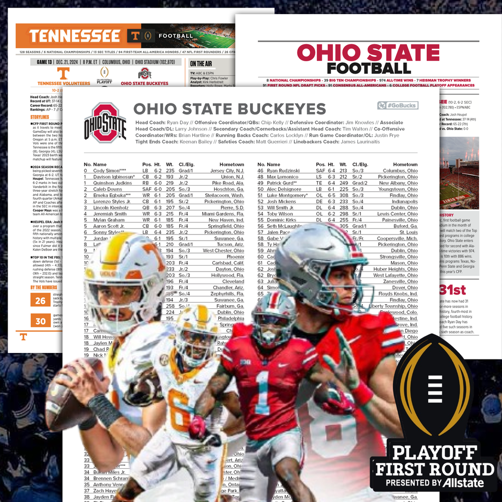 2024 Ohio State vs Tennessee - Flipcard & Program Notes College Football Playoff