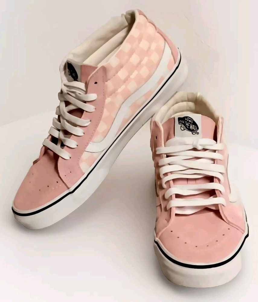 Vans Pink Checker Low Top Canvas Skate Shoes Sneakers Mens 9.5 Womens 11 Wore 1X