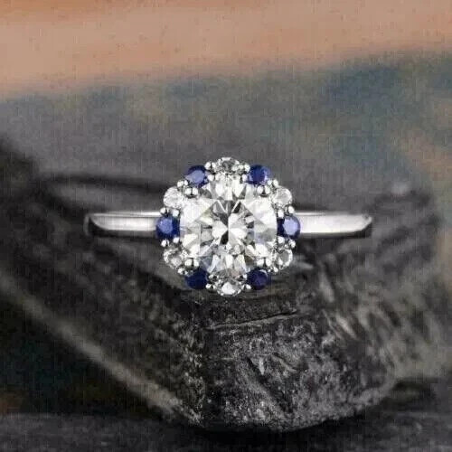 14K White Gold Plated 2CT Lab Diamond Engagement Ring for Women