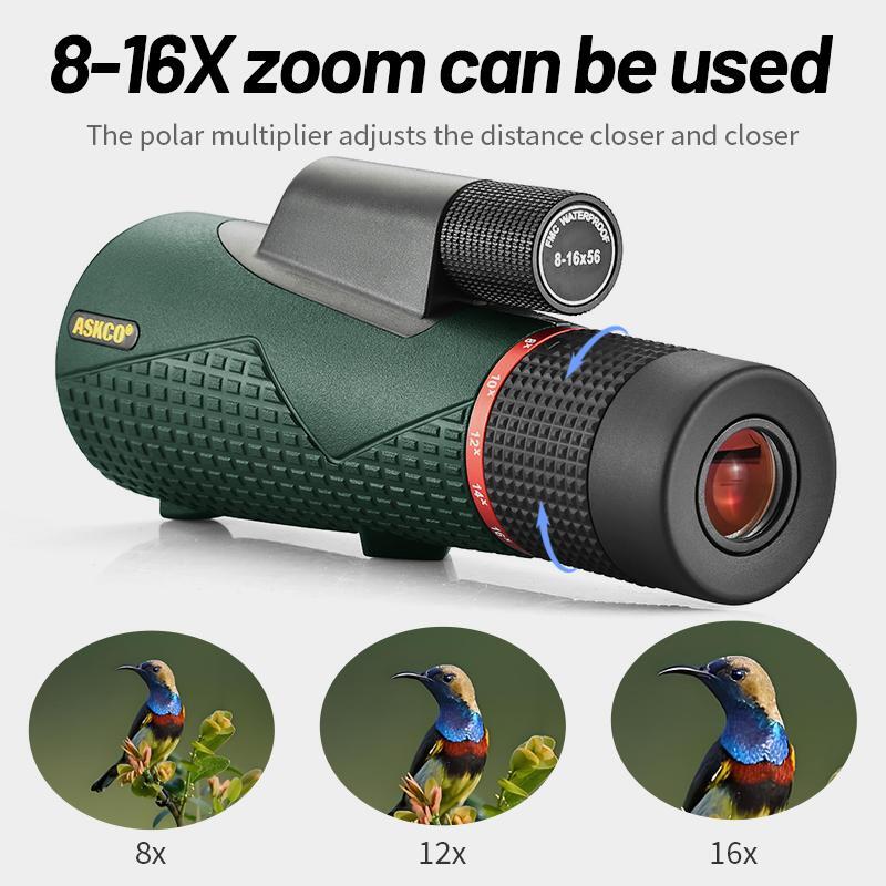 16x Zoom Monocular Telescope Hunting Plastic Multicolor Waterproof Modern Bak4