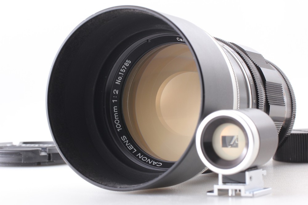 【MINT ｗ/HOOD Finder】Canon 100mm f/2 Lens LTM L39 Leica Screw Mount From JAPAN