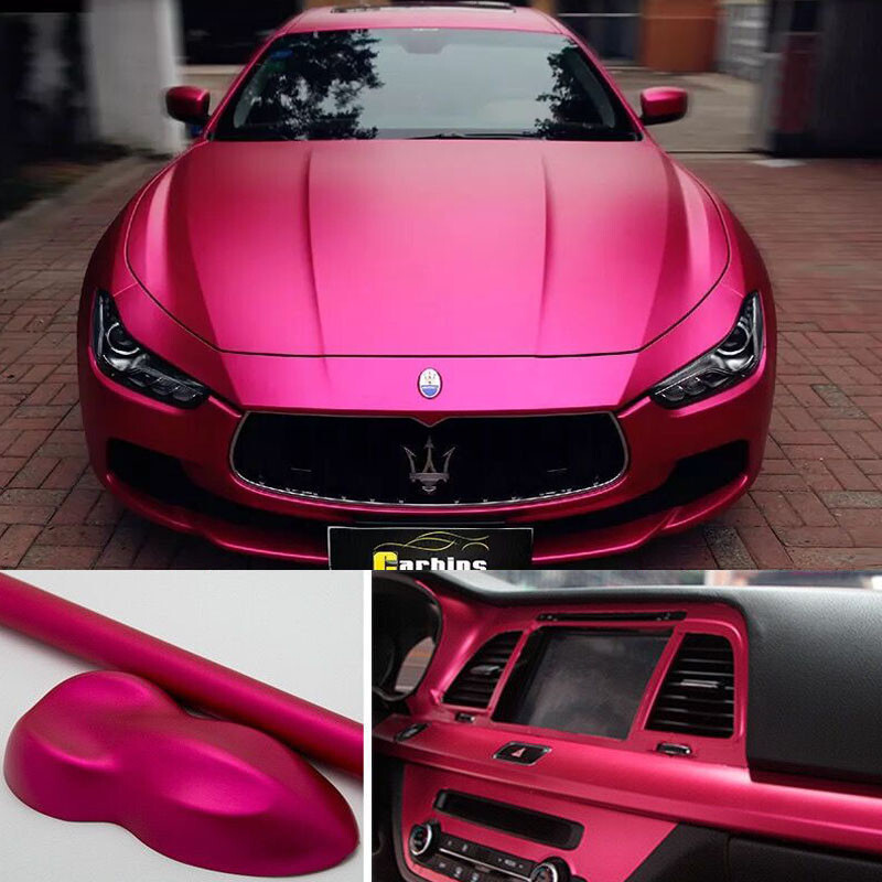 Full Roll 65FT x 5FT Matte Satin Chrome Vinyl Car Auto Wrap Sheet Film Hot Pink