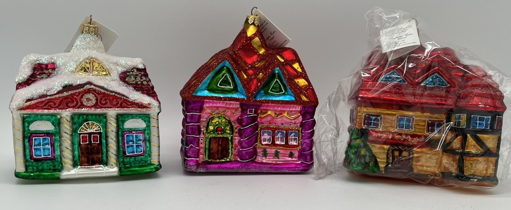 Christopher Radko 1997 Sugar Hill Ornaments NIB Limited Edition Set Of 3