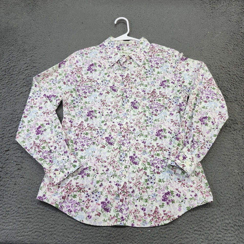 Orvis Shirt Womens 6 Multicolor Floral Wrinkle Free Button Front Long Sleeve Top