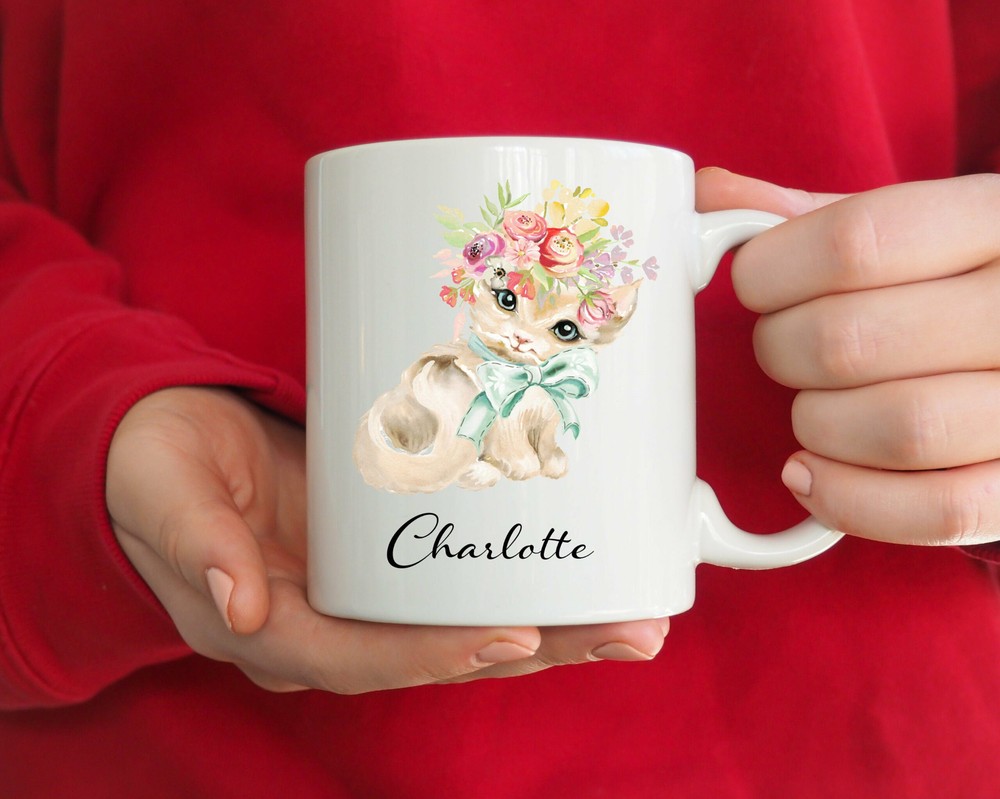 Personalized Cat Name Mug Cat Gift Cute Kitten Coffee Mug Cat Lover Present