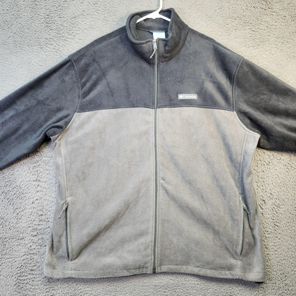Columbia Jacket Mens 2XL Gray Full Zip Fleece Outdoor Hiking Warm Pockets XXL