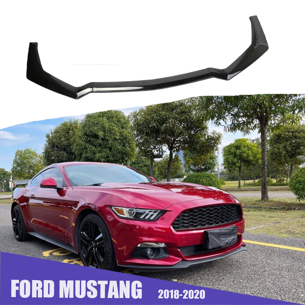 18-20 Ford Mustang GT-Style Black Front Bumper Lip Spoiler Splitter New