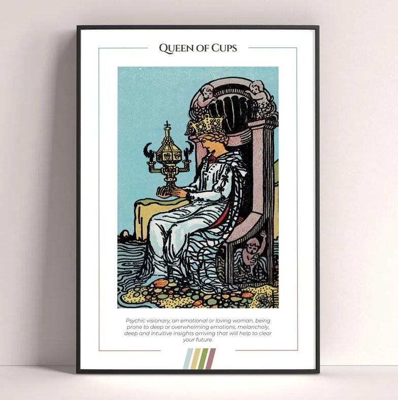 Queen of Cups Tarot Card Art Print and Digital Download