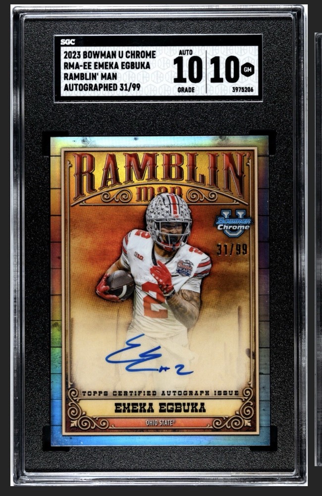 2023 Bowman Chrome Emeka Egbuka Ramblin Man On Card Auto /99 SGC 10 GM