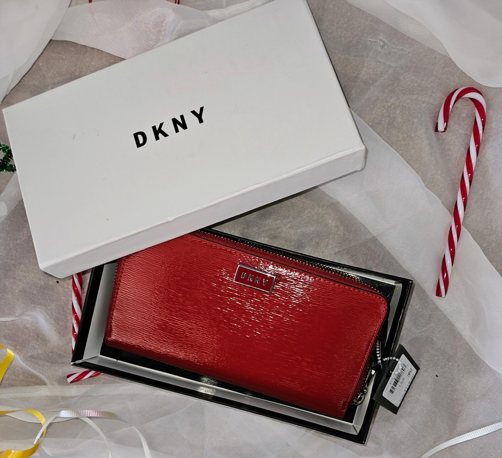 NEW AUTHENTIC DKNY GRACE LARGE ZIP AROUND RED SAFFIANO LEATHER WOMEN'S WALLET