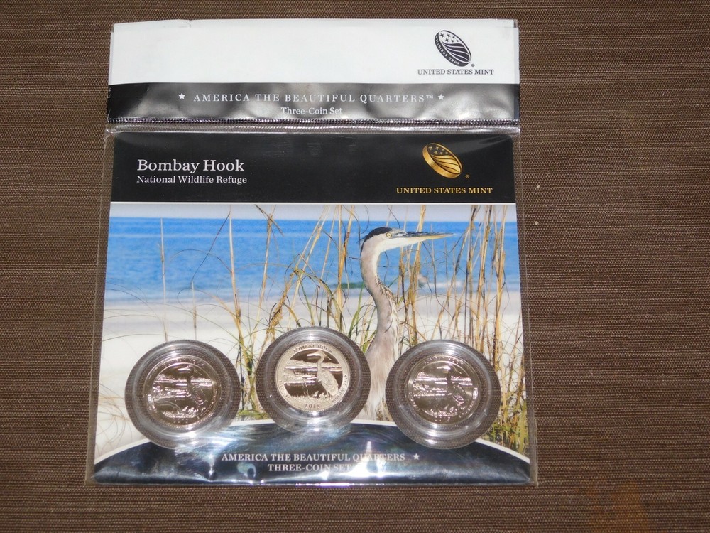 US MINT 3 COIN SET 2015 AMERICA THE BEAUTIFUL QUARTERS BOMBAY HOOK DELAWARE