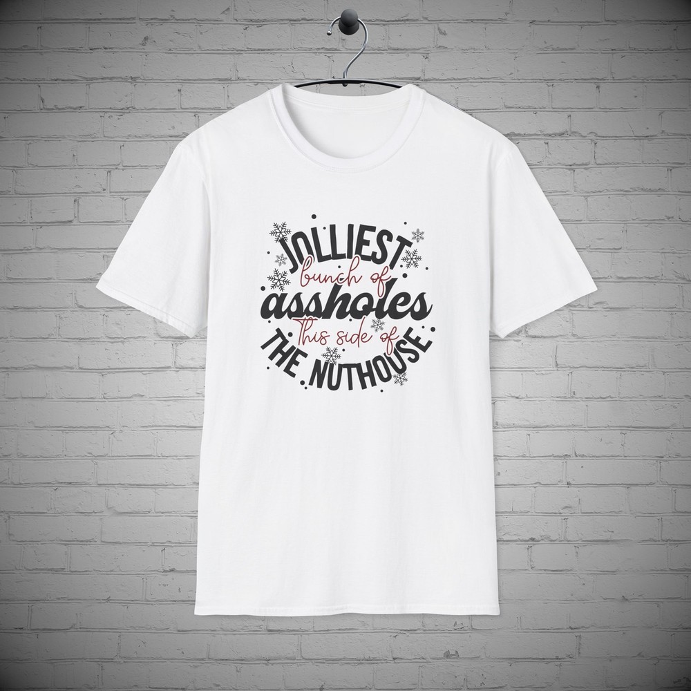 Funny Christmas T-Shirt, Jolliest Bunch of A Nut House tee, Sarcastic Xmas tee