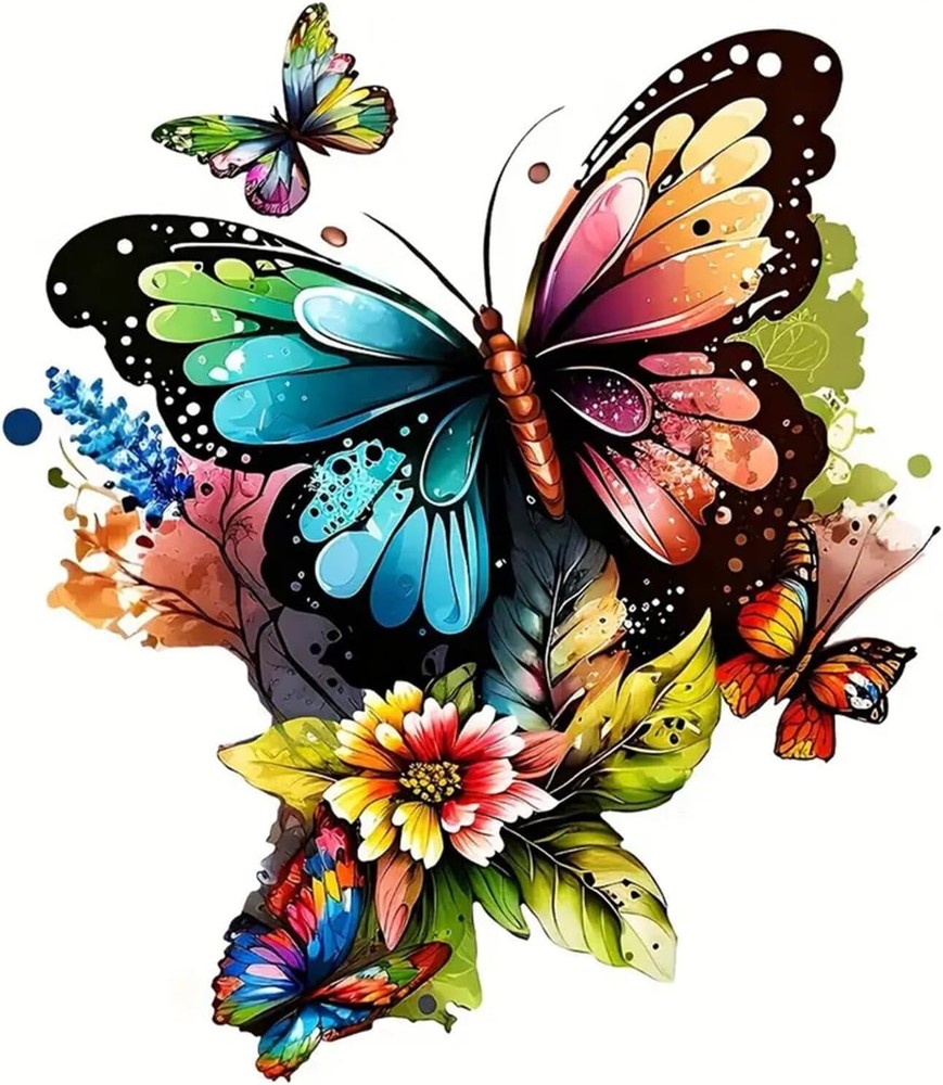 TOPMCYSG Butterfly Flower Diamond Art Kits for Adults,5D Diamond Painting Kits f