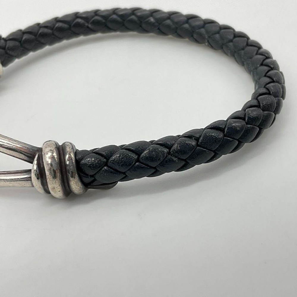 Tiffany Paloma Picasso Knot Bracelet in Sterling Silver and Black Leather SV925 Pre-Owned