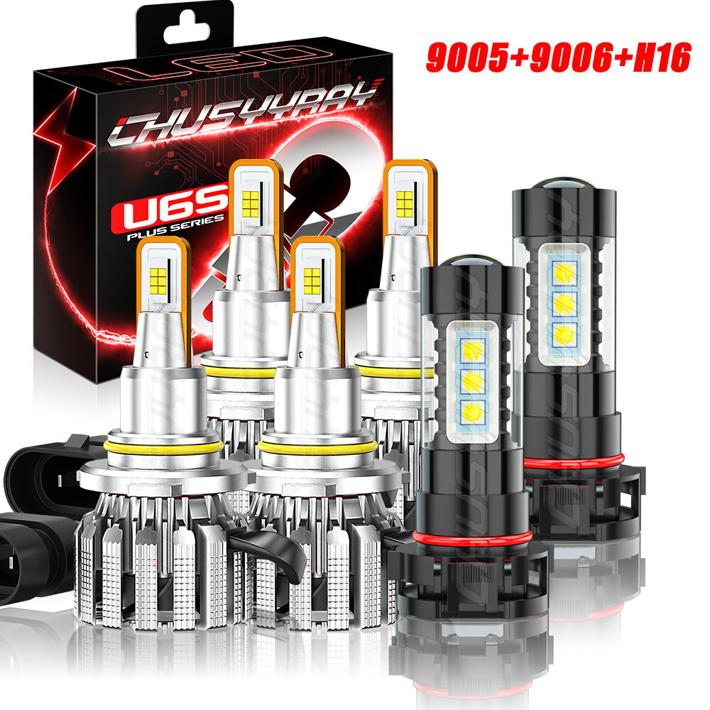 6x Combo 9005 9006 H16 LED Headlight + Fog Light Bulbs FIT Chevy Tahoe 2001-2006